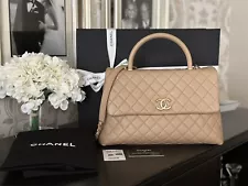 Chanel 17S Coco Handle Flapbag with Top Handle and Gold Tone Metal