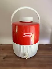 Vintage Red Coleman 2 Gallon Insulated Water Cooler Jug Cup 1967