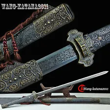 44'' Double Edge Chinese Sword Straight Tang Dynasty Jian 唐剑 1095 Carbon Steel