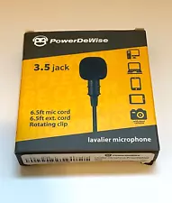 3.5 Jack Lavalier Microphone By PowerDeWise 6.5ft Magnetic Clip