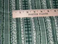 Vtg 80s Estate Sale Find Ribbon Stripe Greens Cotton Fabric Sew Quilt 56x43 #484