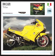 1986 Ducati 750cc Paso (748cc) Italy Race Motorcycle Photo Spec Sheet Info Card