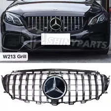 GTR FRONT GRILLE FOR MERCEDES BENZ W213 E-CLASS 2016-2020 W/ EMBLEM CHROME