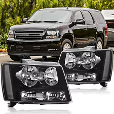 For 2007-2014 Chevy Avalanche Tahoe Suburban Headlight Headlamp Black Left&Right (For: More than one vehicle)