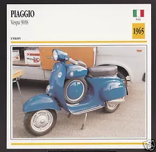 1965 Piaggio Vespa 90SS 89cc Scooter Moped Italy Motorcycle Photo Spec Info Card