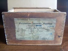 Small Antique Wooden Box for Potassium Bromide