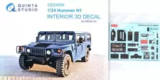 Quinta Studios 1/24 HUMMER H1 3D DECAL COLORED INTERIOR SET Meng Kit