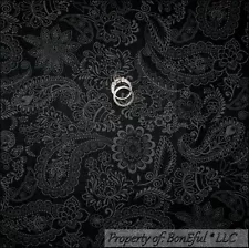 BonEful Fabric FQ Cotton Quilt Black Gray Paisley Flower Calico Swirl Heart SALE