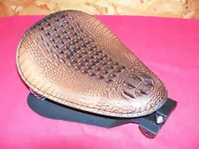 Custom Bobber Motorcycle Seat Chopper Bike Solo Reptile Crocodile Alligator Look