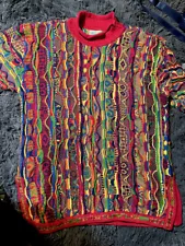 Vintage Coogi Sweater Multicolor 3-D Men’s Large For Sale