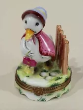 French Limoges "Mother Goose Goes Shopping" Trinket Box, Hand Painted, NEW