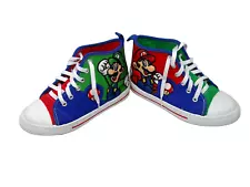 Super Mario Bros. High Top Sneakers Kids Size 1 Luigi Nintendo 2020 Barely Used