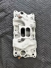 Vintage Edelbrock "C4B" Aluminum Intake Manifold SB Chevy 283 327 350 400