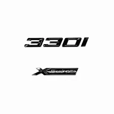 For 3 Series 4-Door Gloss Black Emblem 330i+XDrive Letters Rear Trunk Badge 330i (For: 2017 BMW 330i xDrive)