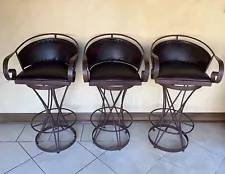 3 Bar stools With Leather Seats And Back