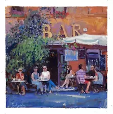 original painting 30 x 30 cm 204MrO oil paints Impressionism street bar