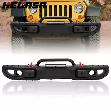 10th Anniversary Style Front Black Bumper for Jeep JK Wrangler Rubicon 2007-2018