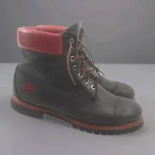 Timberland Mens 12 M Black/ Red Leather 6" Boots