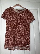 7 seven for all mankind womens pink animal cheetah print short sleeve XL