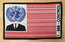 AMERICAN FLAG FEAT ANONYMOUS LOGO W/ UNITED NATIONS ATOP OF IT CUSTOM MADE PATCH