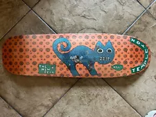 Ed Templeton New Deal Skateboard Deck Shaped Woof Cat 9.25 Orange Polka Dot