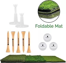 Morvat Portable Tri-Turf Golf Practice Putting and Hitting Mat & Accessories Kit