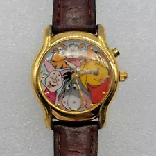 Disney Time Works Winnie The Pooh Watch Tiger Eeyore Piglet Brown Leather Band *