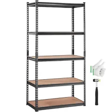 VEVOR 18"D x 36"W x 72"H 5 Shelf Steel Shelving Rack Garage Storage 2000lbs Load