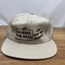 Vintage 1990s Trucker Hat Mesh Trucker Snapback EX-WIFE FOR SALE Humor Funny