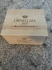 Ornellaia Super Tuscan 6 Bottle Wooden Wine Box With Sliding Lid