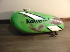 Vintage 1970's Kawasaki KX400 Dirt Bike Gas Gasoline Fuel Tank Green/White