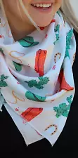 Wild Rag Scarf Cowboy Scarves Buckaroo Bandana Cowgirl White, Green Red