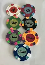 7 Paulson Classic Poker Chips - Top Hat & Cane - Great Sample!