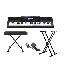 Casio WK-7600 76-Key Workstation Keyboard with Adjustable Keyboard Stand Bundle