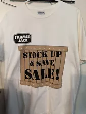 FARMER JACK Detroit Supermarket T Shirt LARGE Stock Up & Save Sale Michigan