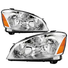 Chrome Headlights For 2005-2006 Nissan Altima Sedan Amber Corner Headlamps Pair (For: 2005 Nissan Altima)