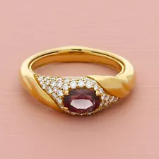 kat florence 18k gold 0.46 ctw d-flawless diamond color change garnet ring sz 8