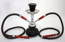 BLACK BEATLE hookah and water vase with two narguile pipes for shisha smoking