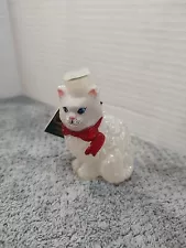 Old World Christmas Ornament Light Cover White Cat With Blue Eyes Tim Merck