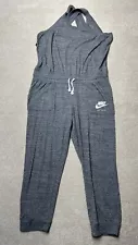 Nike Jumpsuit Womens Large Heather Gray Jogger Crossback Straps Athleisure