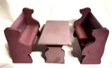 Doll House Miniature Furniture Wood Breakfast Nook 1:12 Purple 2 Benches Table