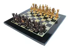 StonKraft Collectible Black Marble and (MOP) Mother of Pearl Chess Board Set + B