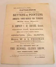 1888 SALES CATALOG FOR DOGS HELD AT THE KENNEL CLUB'S SHOW