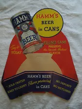 RARE VTG 1935 Hamm's Beer in Cans Cardboard 3D Store Display Sign Ad Unused