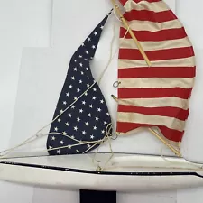 Unbranded Sailboat With American flag Sails Craftmans Project 19" x 24"