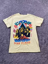 Pink Floyd Shirt Womens Small Yellow Blue Dark Side Of The Moon Japanese FLAW