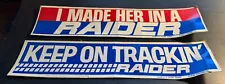 (2) DIFFERENT RAIDER TWIN TRACK SNOWMOBILES STICKERS DECALS ABOUT 4" X 15"