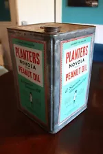 New ListingVINTAGE PLANTERS PEANUT OIL 5 GALLON CAN METAL NOVOLA BRAND