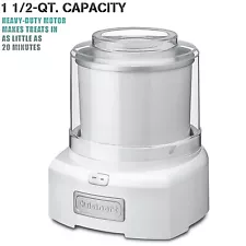 Cuisinart Ice Cream Maker Machine, 1.5 Quart Sorbet, Frozen Yogurt Maker, White