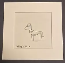 Bedlington Terrier Dog Picture Mounted Art 6 x 6 Inches